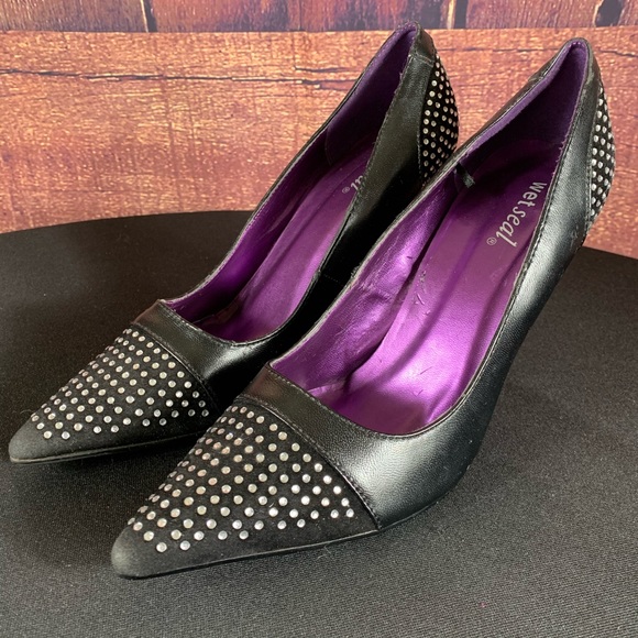 WET SEAL Rhinestone Point Stiletto Metallic Heel - Picture 10 of 11